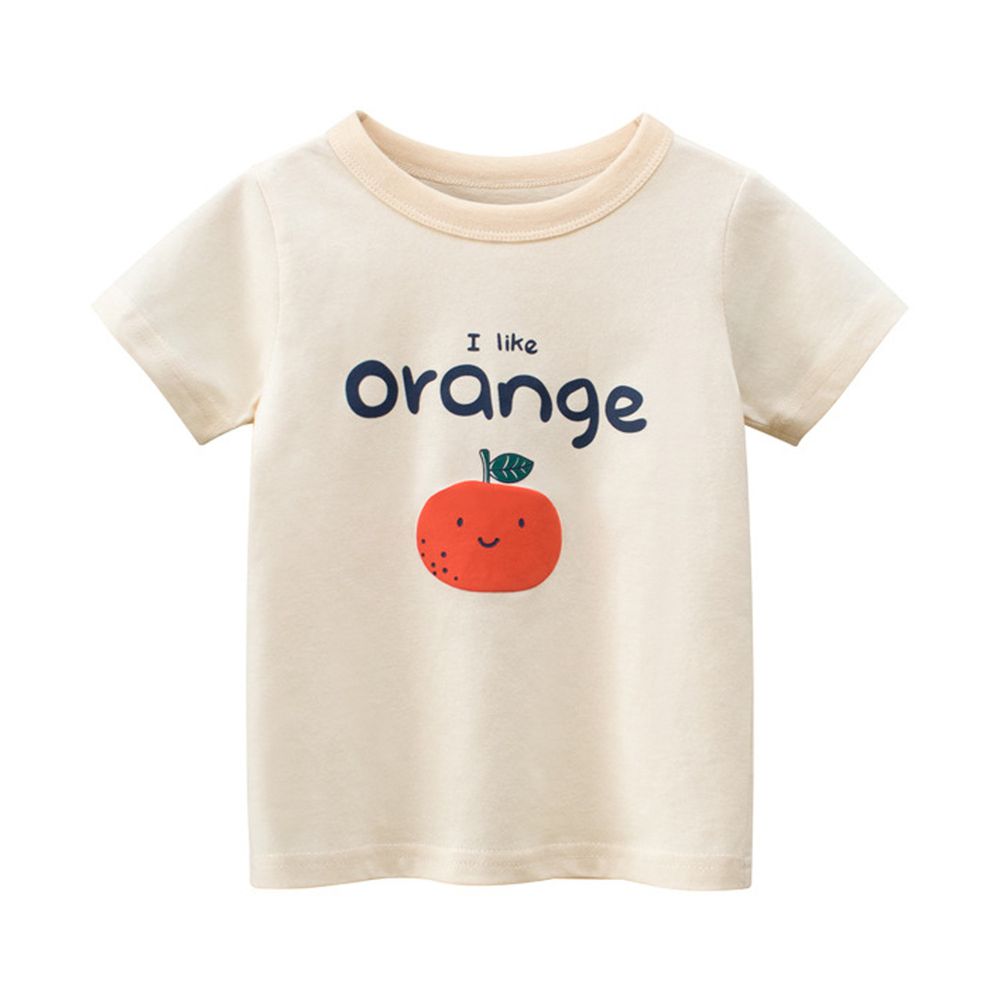 純棉短袖上衣-橘子-杏色