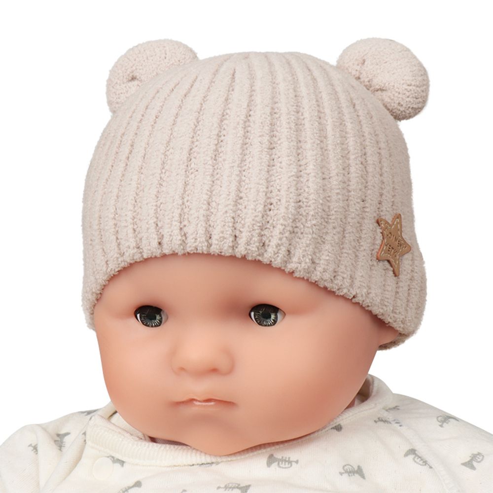 嬰幼兒小耳朵針織帽絨毛紗線-灰色