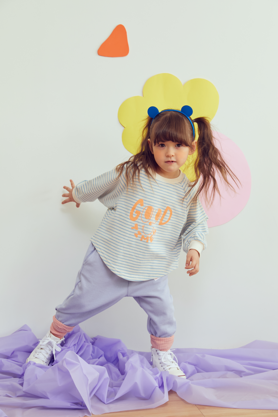 韓國 MINIATURE - 大眼睛條紋上衣-淺紫