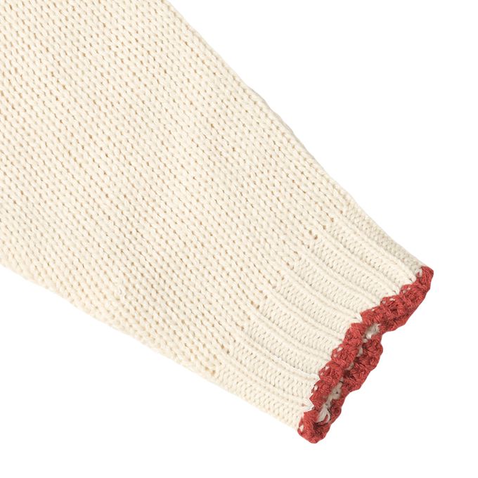 akachan honpo - 針織休閒上衣-荷葉邊-白色