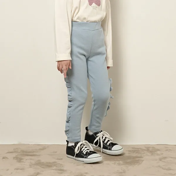 日本 Lycee mine - Anywhere系列 側面荷葉邊9分褲-水藍