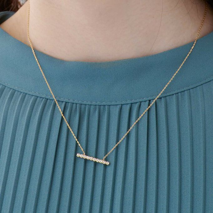 日本 Melody Accessory - 日本製 優雅橫式水鑽氣質款項鍊