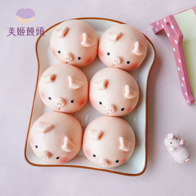 美姬饅頭 - 小豬鮮乳造型饅頭-35g*6顆
