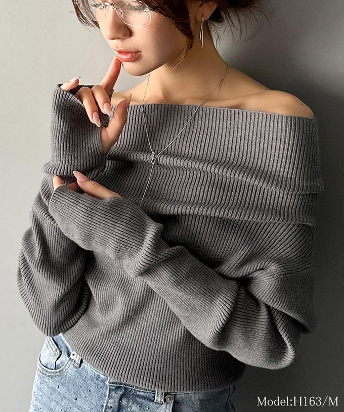 日本 Classical Elf - 華麗一字領羅紋長袖上衣(指孔設計)-紅