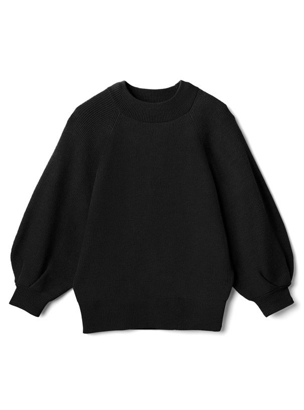 日本 GRL - 小高圓領七分袖薄款針織上衣-灰杏