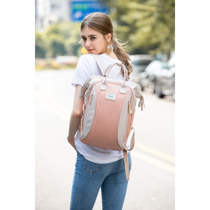 Heine 海恩 - WIN-215 後背包 收納後背包 媽媽包 尼龍包 待產包 育兒包 女包-玫瑰粉象牙白