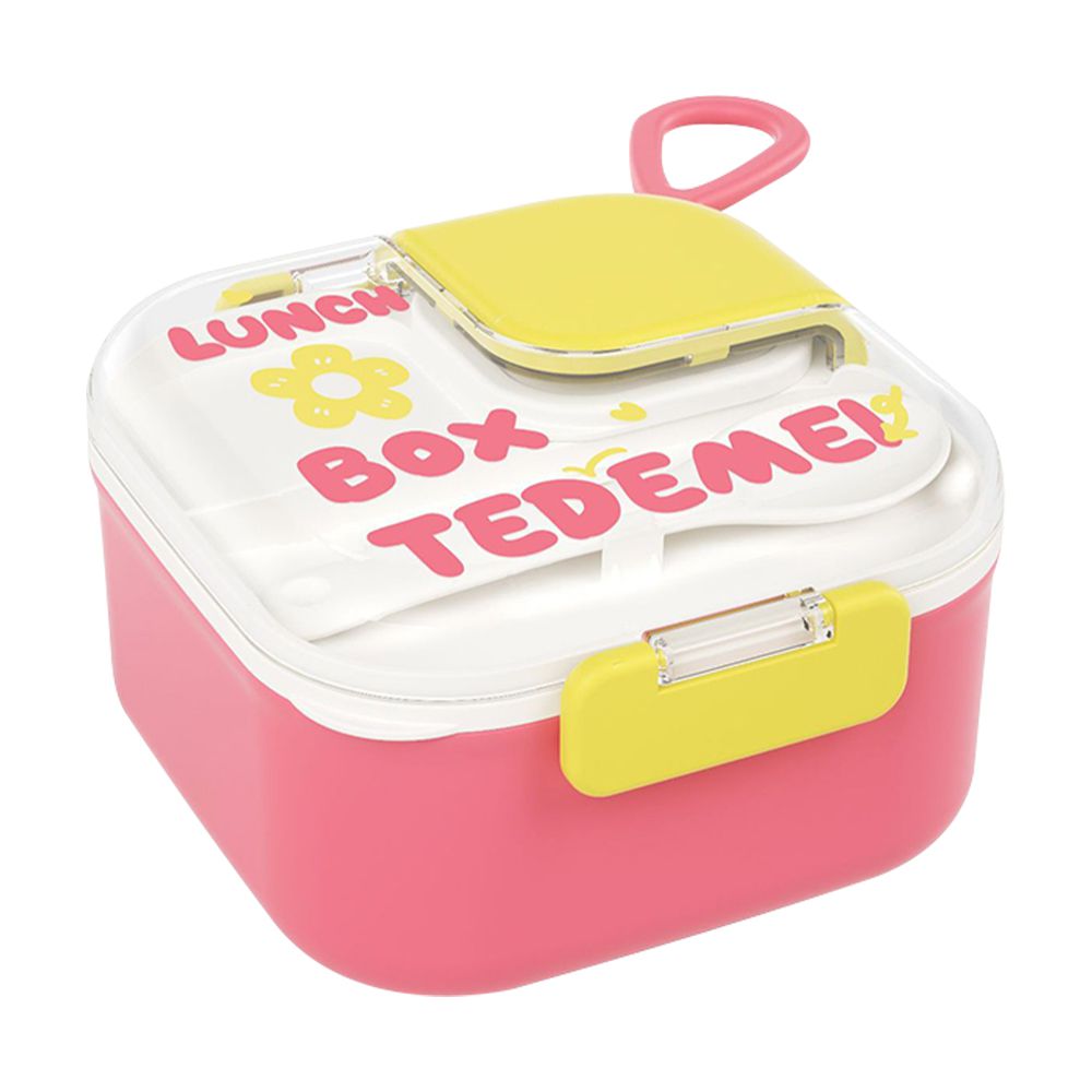 304不鏽鋼飯碗+零食收納盒 寶寶外出餐具組 幼兒園餐具-西瓜粉