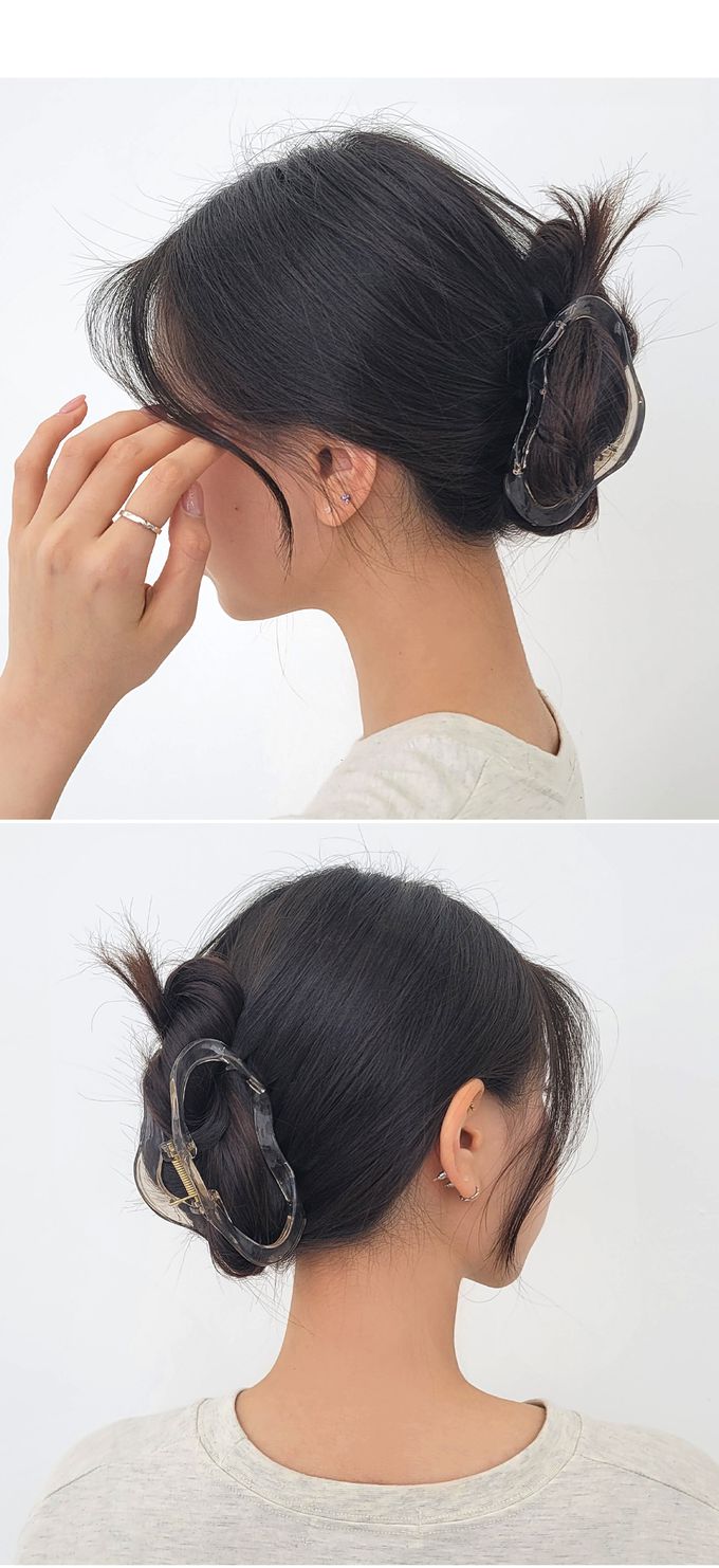 韓國 Soo&Soo - 鏤空波浪造型髮夾/抓夾-白