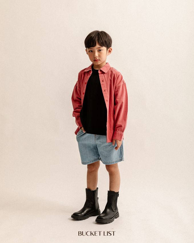 韓國 BUCKET LIST - 鬆緊腰好搭配牛仔短褲-淺藍