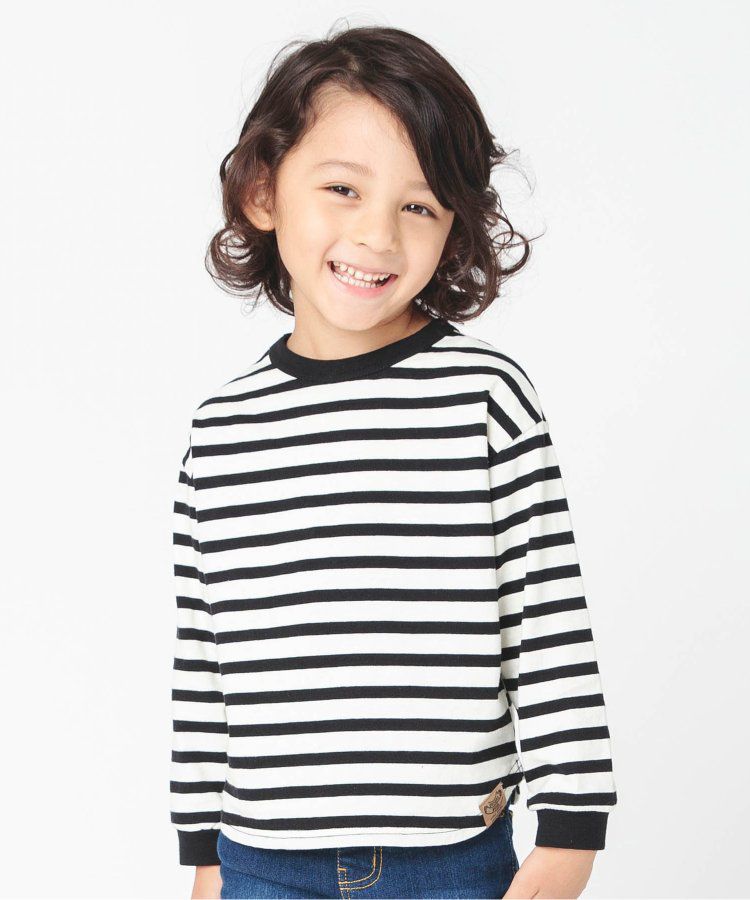 日本 BREEZE - 正反OK！圓領百搭長袖大學T-橫條紋-黑白