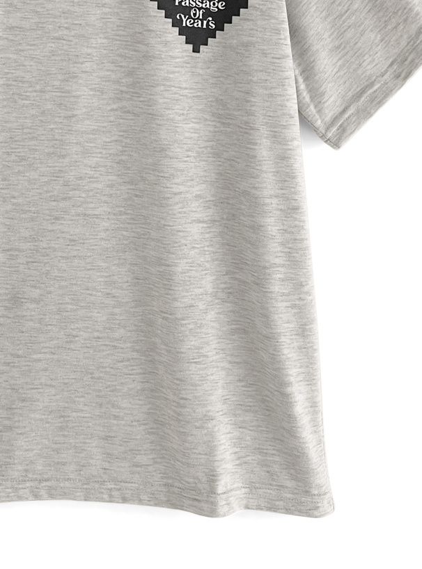 日本 GRL - 幾何愛心圓領短袖上衣-白 (F)