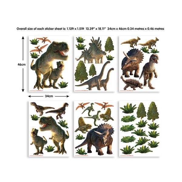 英國 Walltastic - 實境壁貼-恐龍世界-51張貼紙
