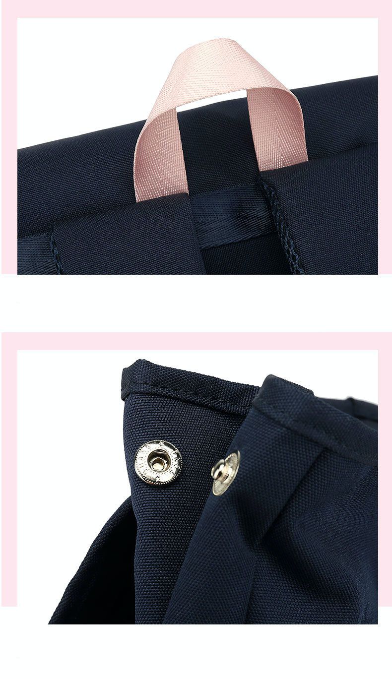 簡約少女感磁釦翻蓋書包-小兔子-黑色