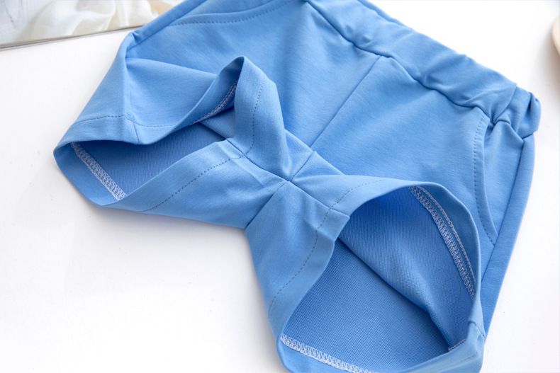 FANMOU - 奧爾棉腰鬆緊運動短褲-飛機-藍色