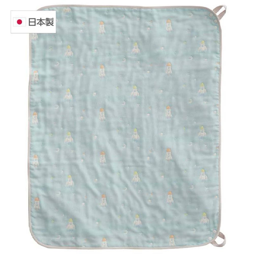 akachan honpo - 多用途6層棉紗被-火箭-淺藍色 (70x85cm)