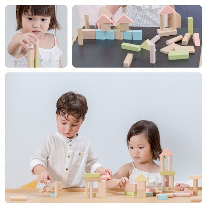 泰國 Plantoys - 木質馬卡龍積木組(40件入)