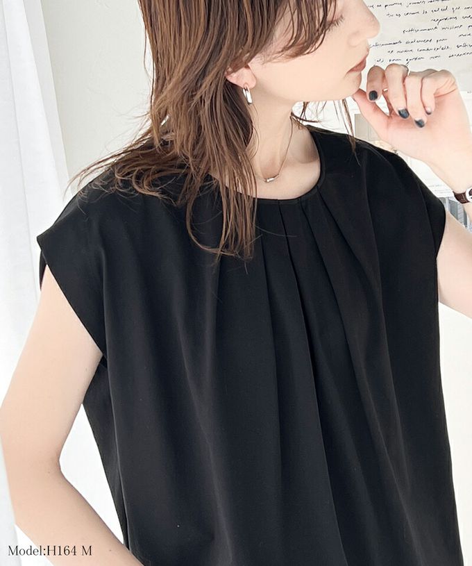 日本 Classical Elf - 接觸涼感 柔美皺摺法式袖上衣-卡其粉