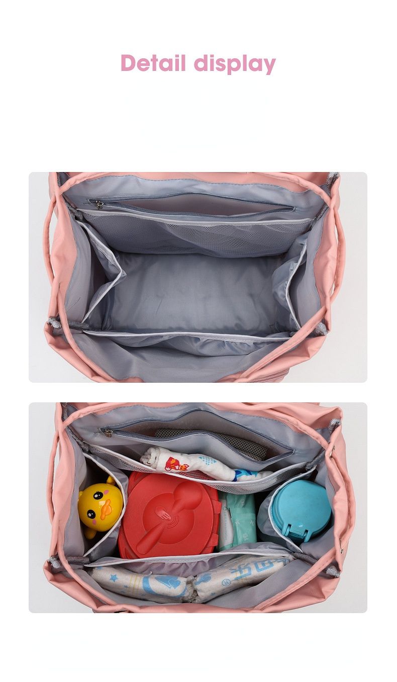 時尚多功能乾濕分離媽媽包/後背包-抽繩款-黑色 (40x34x19cm)