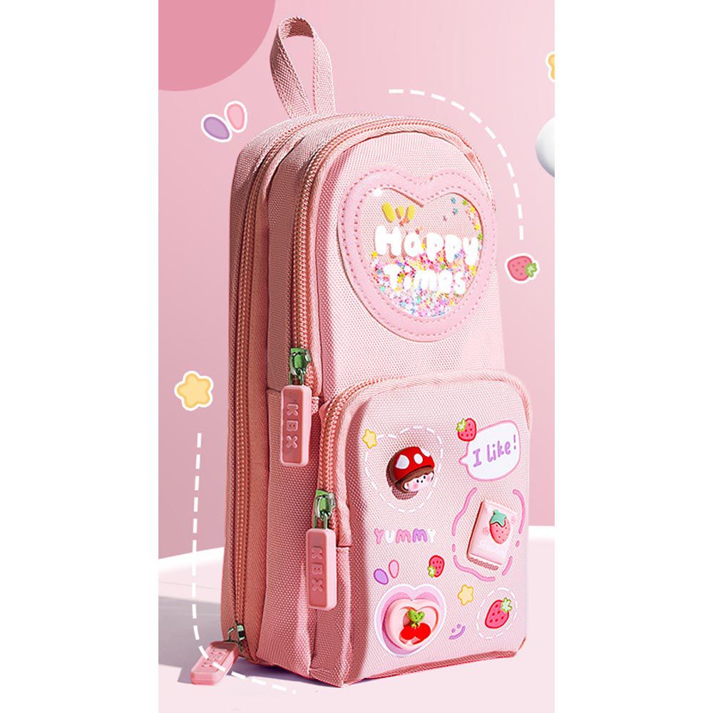 咔巴熊防水造型書包鉛筆盒/筆袋-櫻桃女孩-粉色 (21x6.5x9.5cm)