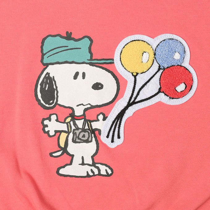 akachan honpo - 休閒上衣-史努比 凸毛繡-紅色