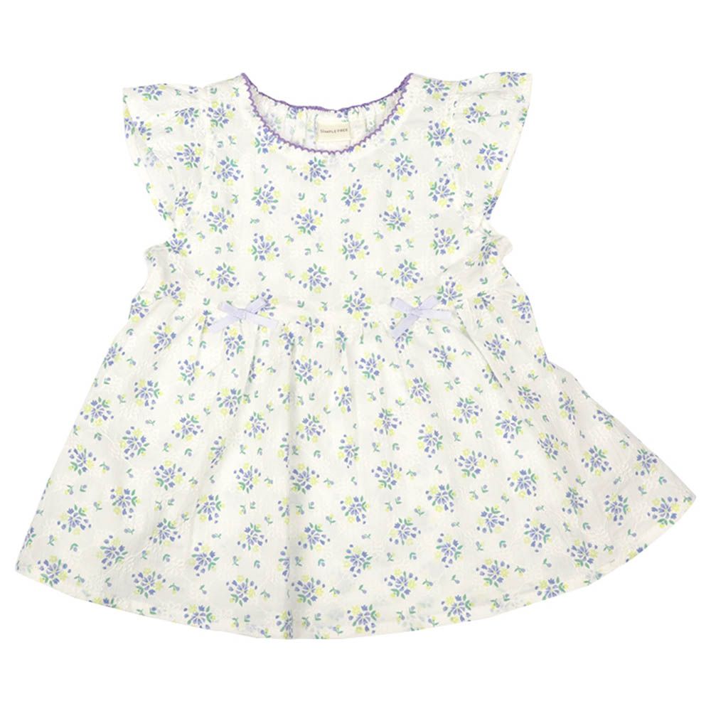 短袖長版上衣-蕾絲印花-紫色