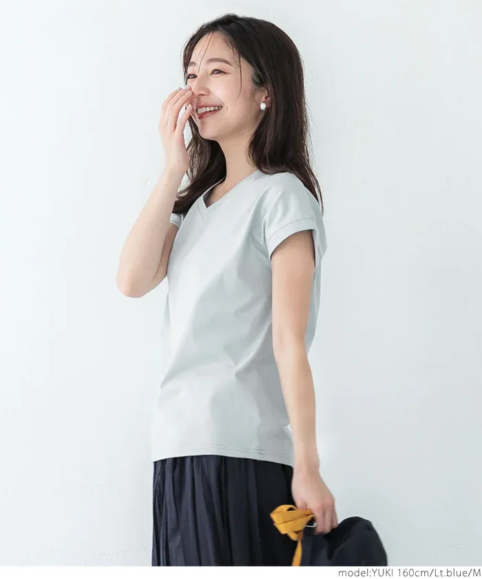 日本 COCA - 100%美國棉厚磅短袖上衣-V領-白