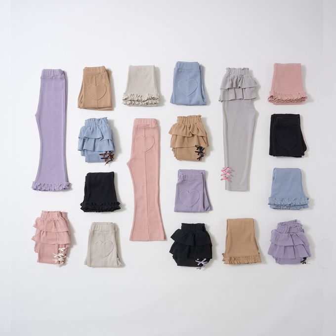 日本 Lycee mine - 愛心口袋開衩微喇叭長褲-紫