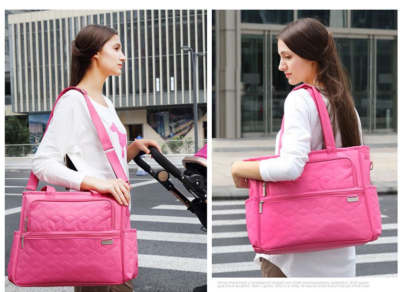 insular - 大開口防潑水尼龍單肩/手提媽媽包-紫色 (35x11x33cm)