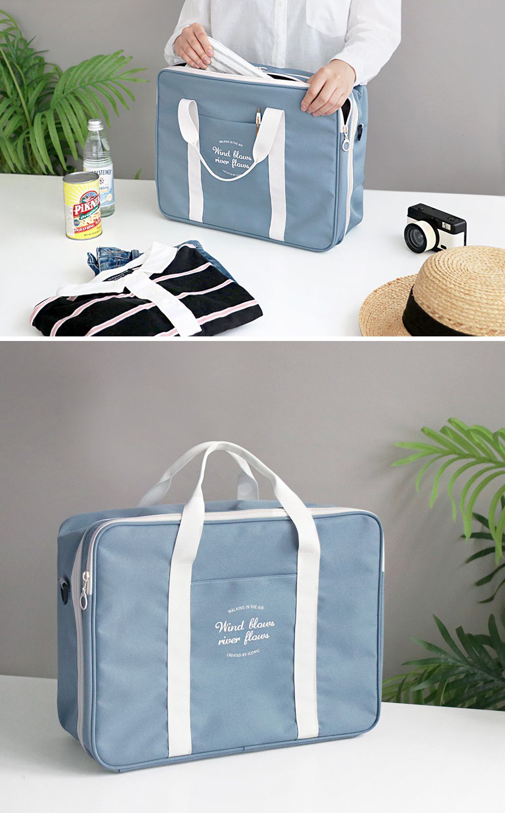韓國 ICONIC - 防潑水多隔層旅行收納袋-迷霧藍 (40X30X16cm)