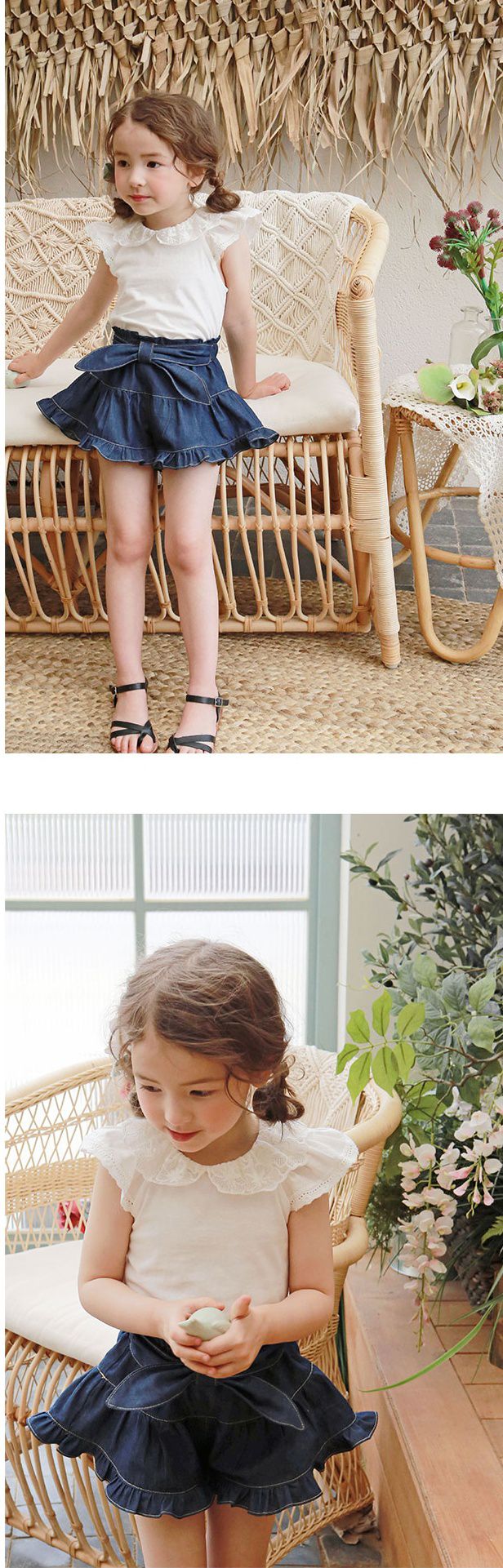 韓國 PuellaFLO - (剩9號)鏤空蕾絲領立體荷葉袖上衣-象牙白