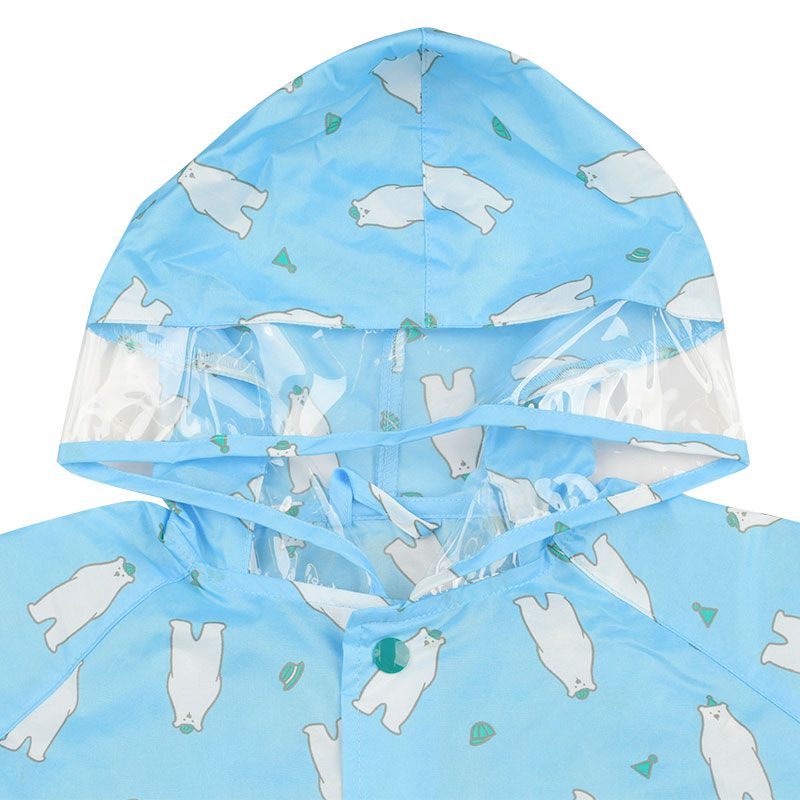 akachan honpo - 短斗篷式雨衣-白熊-淺藍色 (80~95cm)