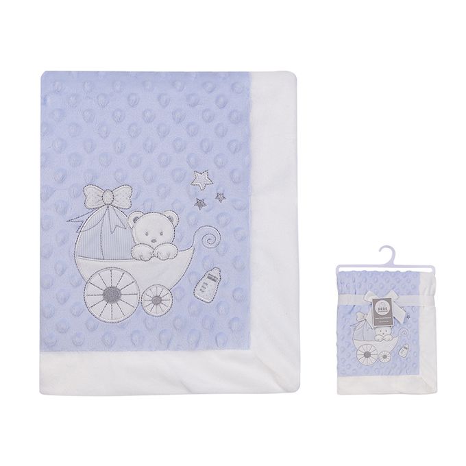 美國 Luvable Friends - 甜蜜寶貝超柔軟泡泡毯/包巾/嬰兒被/安撫毯 100x75cm-小白熊