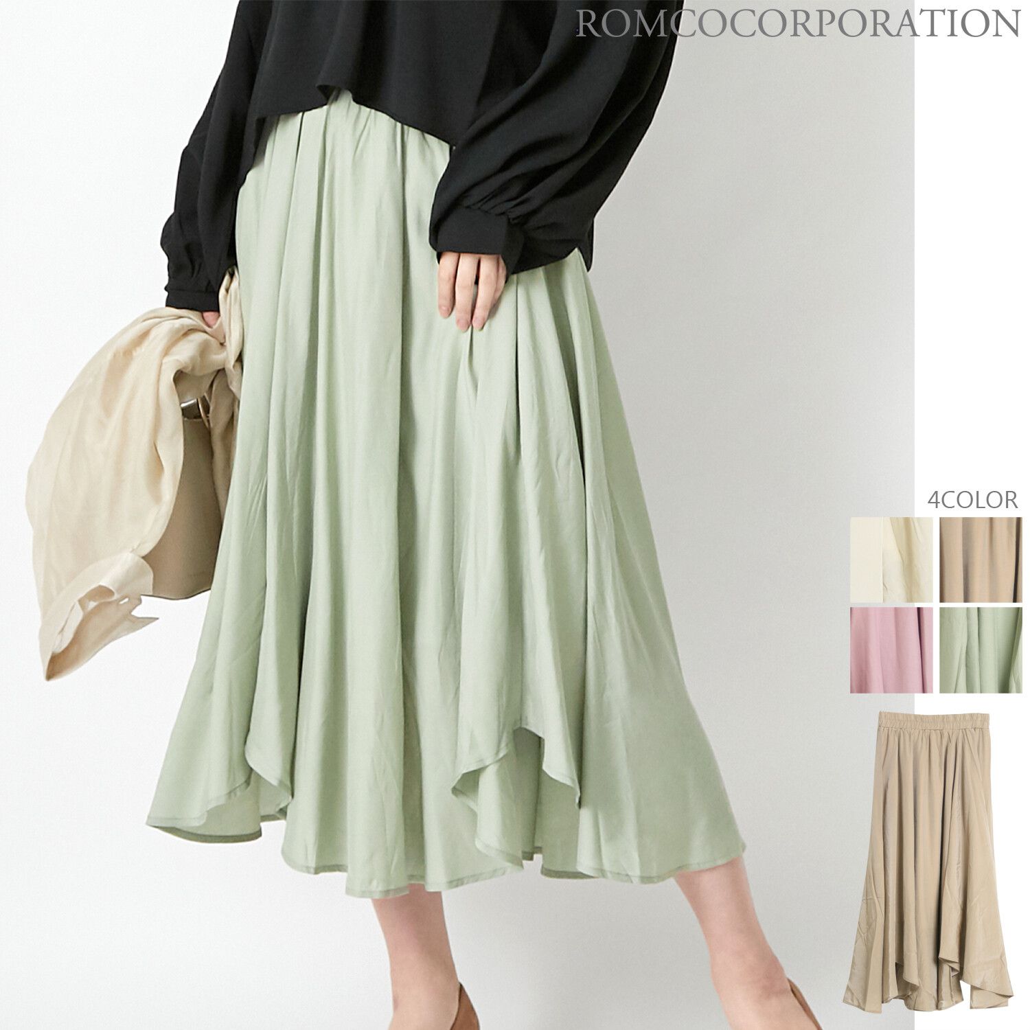 日本女裝代購 - 2way 碎花V領洋裝/罩衫外套-綠 (M(Free size))