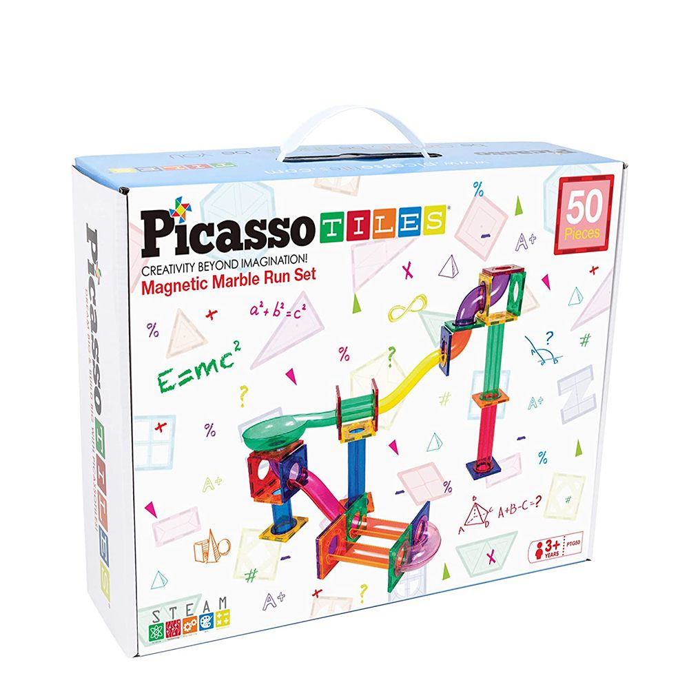 美國PicassoTiles - 磁力積木-滾球迷宮軌道-50片