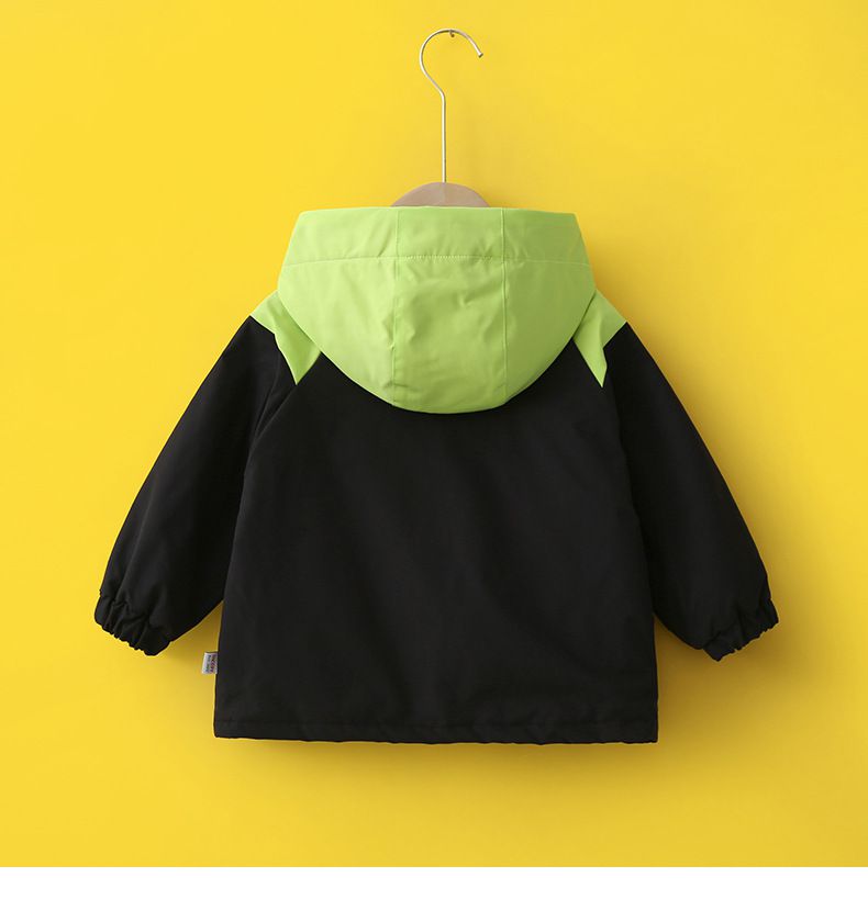 卡通人物史努比加絨連帽防風外套/衝鋒外套-SNOOPY-黑色