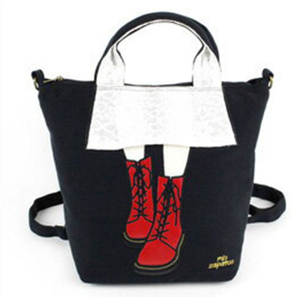 mis zapatos - 3way美腿包(棉布)-馬丁靴-BK黑色 (21*30*15cm)