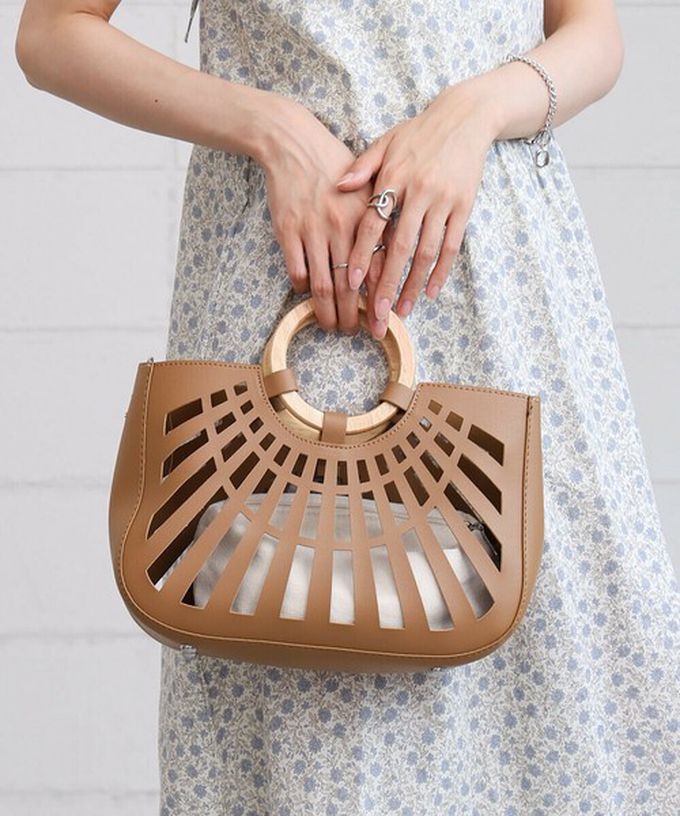 日本 Bab - 2way夏日竹柄鏤空手提/側背包-棕