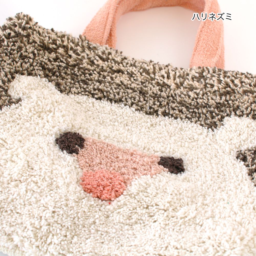 日本 TOMO - 可愛動物刺繡帆布包/提袋-小刺蝟 (29×21×D10cm)