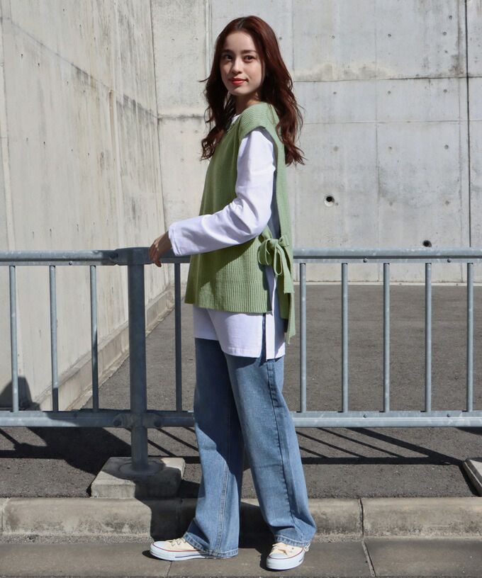 日本 BLUE EAST - 柔軟文藝綁帶針織背心-可可