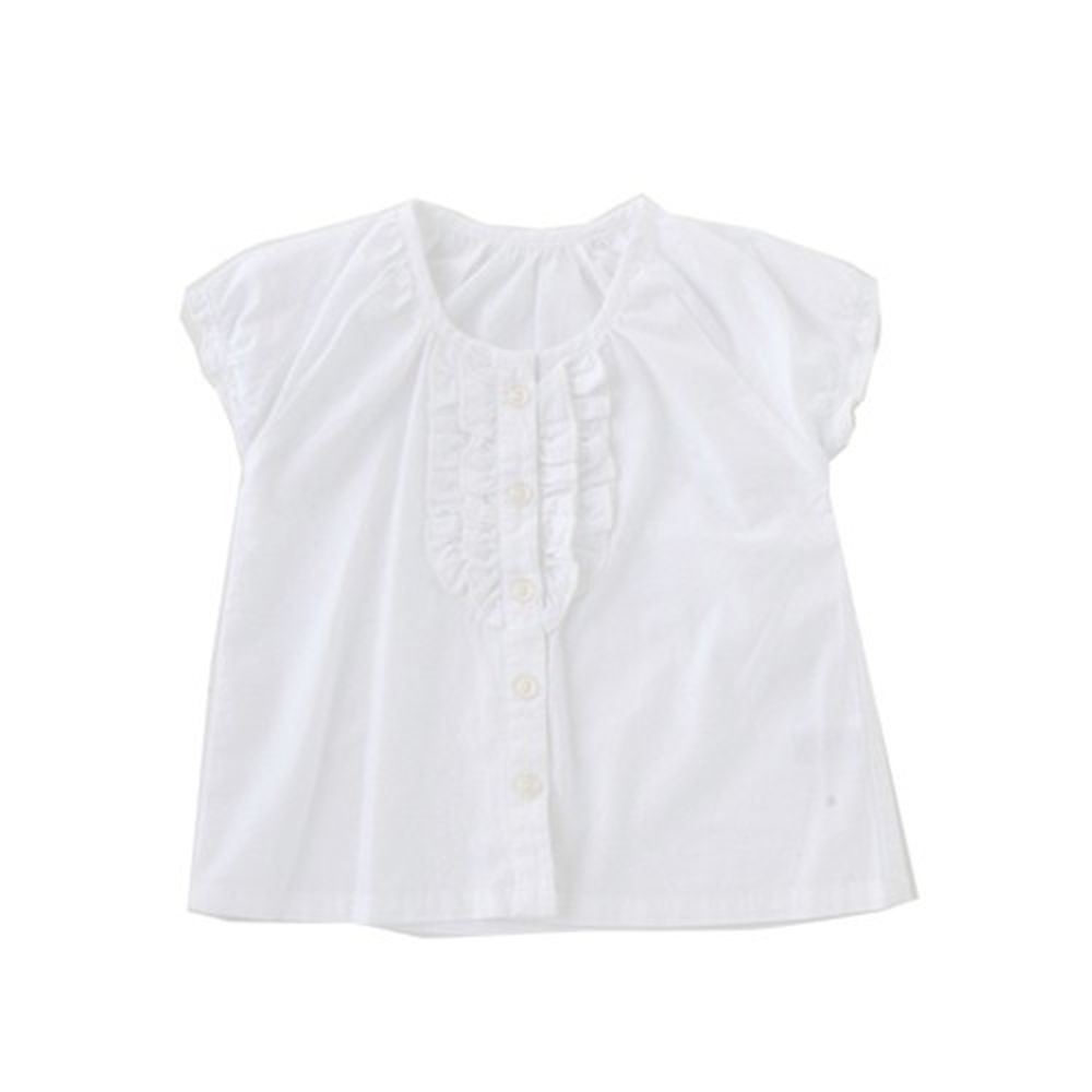 日本Chuckle Baby - 荷葉花邊短袖襯衫-白