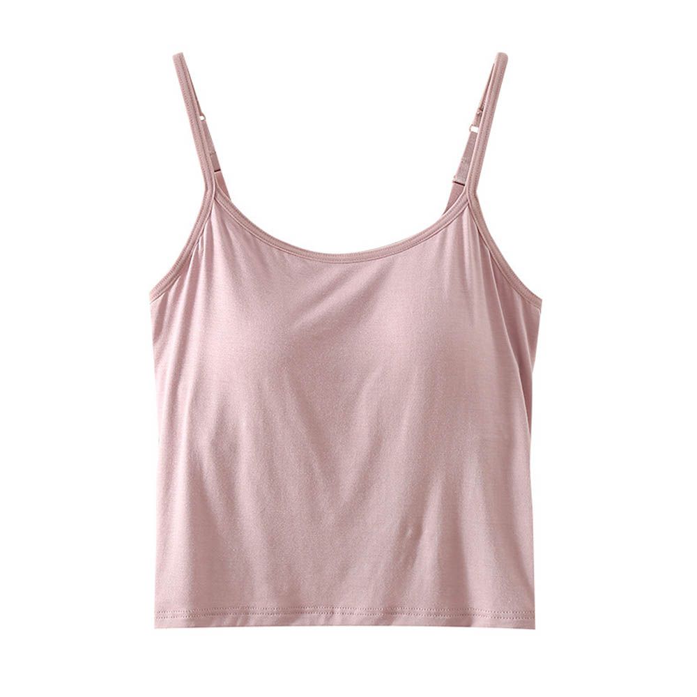 莫代爾柔軟涼感Bra T細肩帶背心-豆沙粉