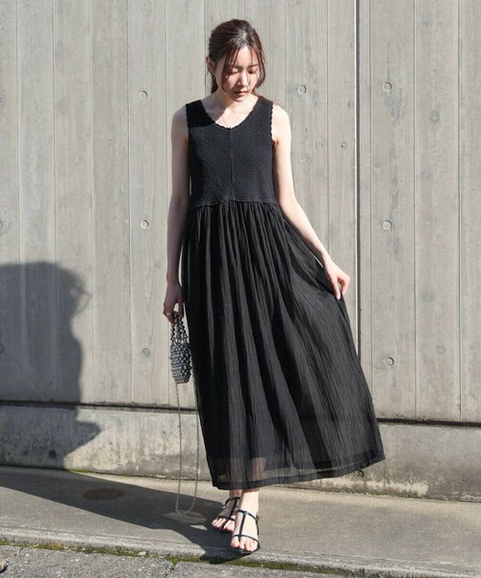 日本 Bab - 夏日氛圍鉤針縐紗背心裙-象牙白