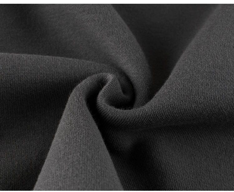 加絨棉質圓領長袖上衣/大學T-熊熊-深灰色