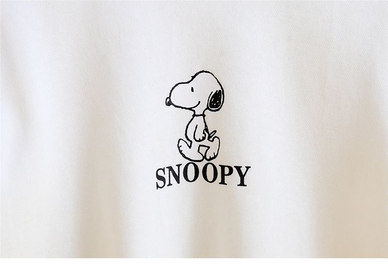 卡通人物史努比帥氣工裝長袖套裝(三件組)-黑色-背心+上衣+長褲