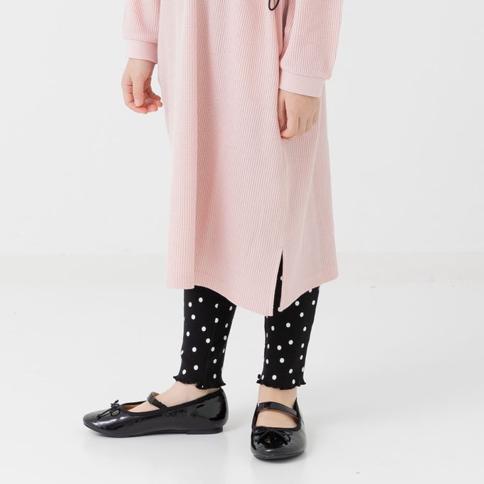 日本 Chil2 - 滿版印花羅紋合身內搭褲-黑點點-白底