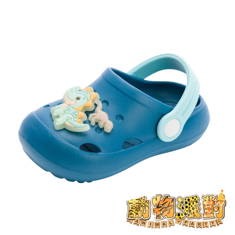 ARNOR 動物派對(恐龍) 童鞋夜光洞洞鞋 ASKG60066-輕量防水設計-藍-(小中童段)