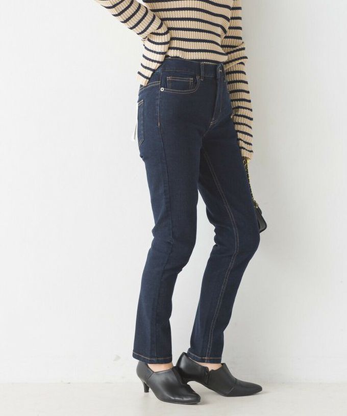 日本 OMNES - [定番]百搭厚磅斜紋布合身長褲-丹寧深藍