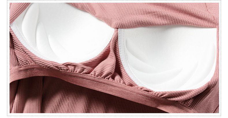 螺紋莫代爾Bra T 短袖家居服套裝-短褲款-豆沙粉