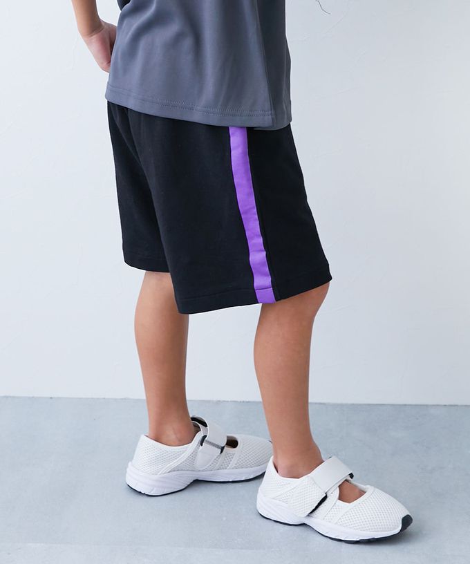 日本 devirock - 夏日印花純棉寬版短褲-BUZZ-灰藍