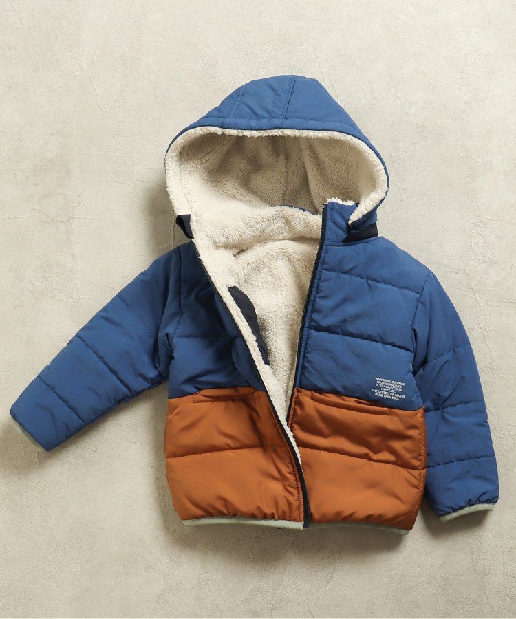 日本 BREEZE - 2WAY極暖裏絨保暖鋪棉外套-卡其x咖啡